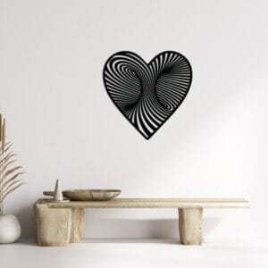 Optical Illusion Heart Wood Wall Art 60x60