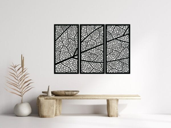 Leaf Vein Triptych Wood Wall Art 125x80
