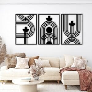Set of 3 Geometric Arch Wood Wall Art 175x80