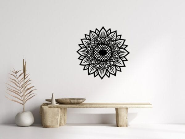Sunflower Mandala Wood Wall Art 80x80