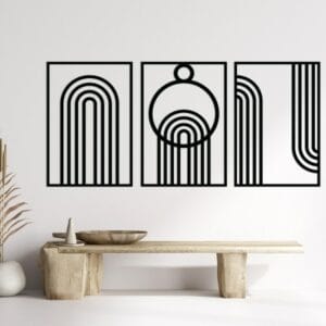 Abstract Arch and Line Wood Wall Art Set 175x80