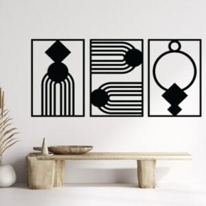 Abstract Geometric Shapes Wood Wall Art Set 175x80