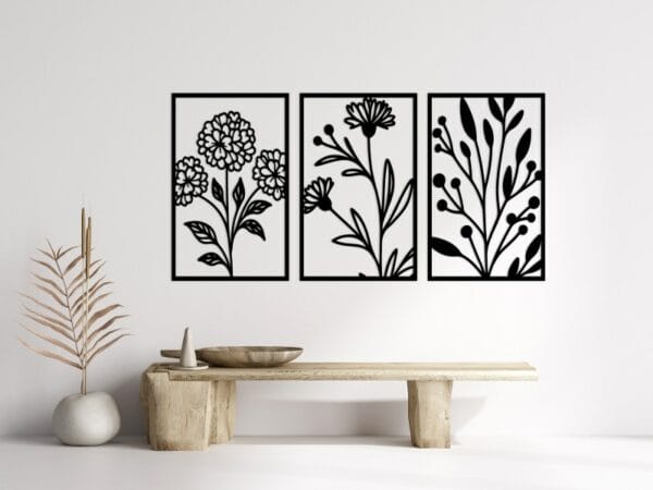 Garden Trio Wood Wall Art Set 160x80