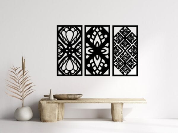 Moroccan Tile Inspired Wood Wall Art Set 130x80