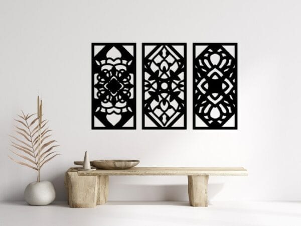 Symmetrical Geometric Wood Wall Art Set 130x80