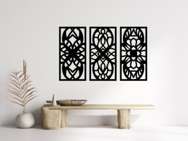 Art Nouveau Inspired Wood Wall Art Set 130x80