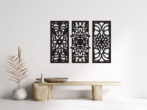 Bohemian Star and Flower Panels Wood Wall Art 115x80