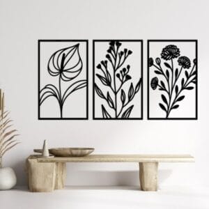 Whispering Blooms Triptych Wood Wall Art 160x80