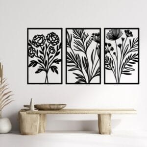 Botanical Wood Wall Art Set (Set of 3) 160x80