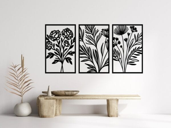 Botanical Wood Wall Art Set (Set of 3) 160x80
