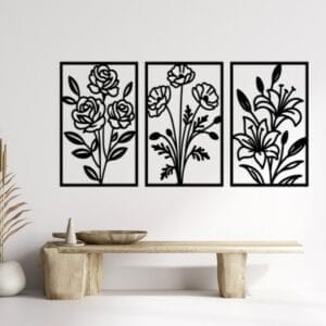 Timeless Blooms Trio Wood Wall Art 160x80