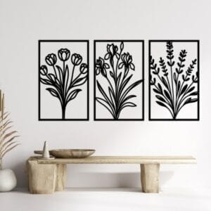 Spring Garden Trio Wood Wall Art 160x80