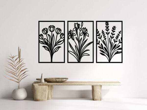 Spring Garden Trio Wood Wall Art 160x80