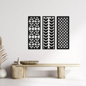 Geometric and Botanical Wood Wall Art Set 100x80