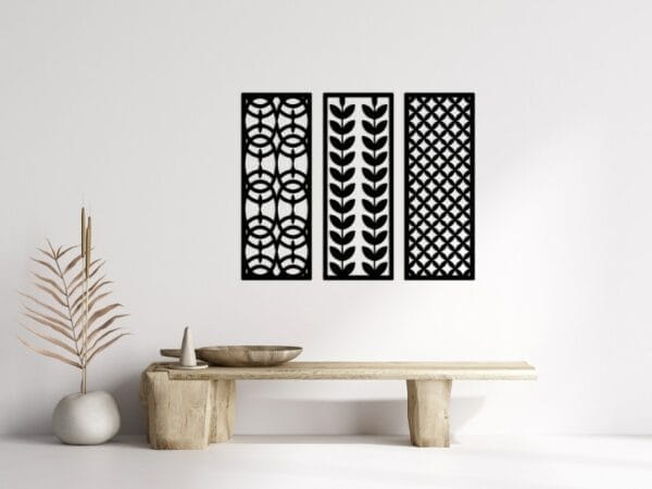 Geometric and Botanical Wood Wall Art Set 100x80
