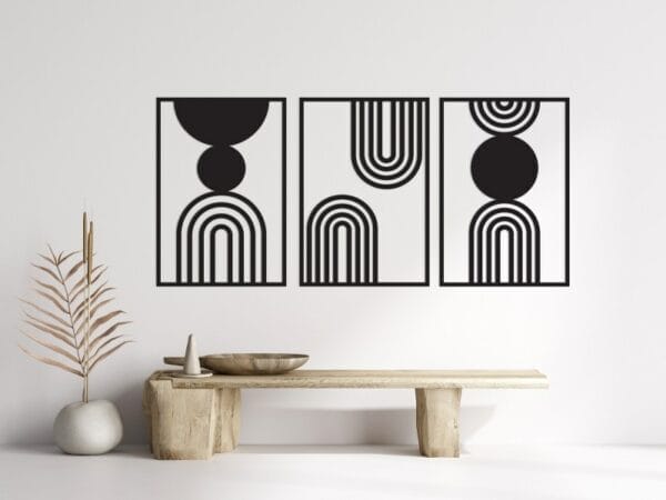 Boho Arch and Circle Wood Panels (Set of 3) 175x80