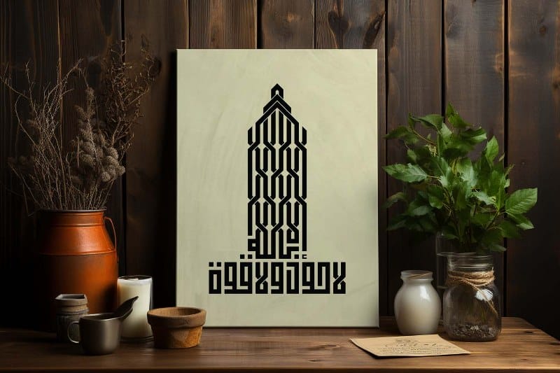 Modern Arabic calligraphy la hawla wala Quwwata illa billah Printed Canvas Wall Art