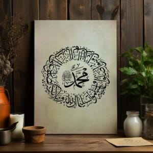 Islamic Calligraphy Art in Circle Canvas Printed Wall Art