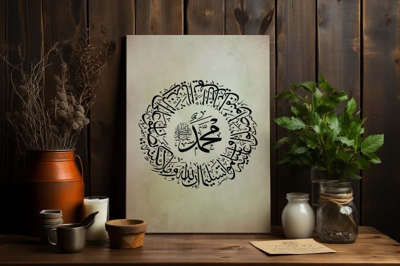 Islamic Calligraphy Art in Circle Canvas Printed Wall Art