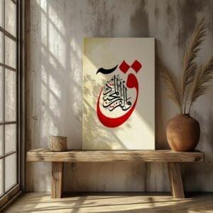 Quranic Arabic Calligraphy Surah Qaf Canvas Printed