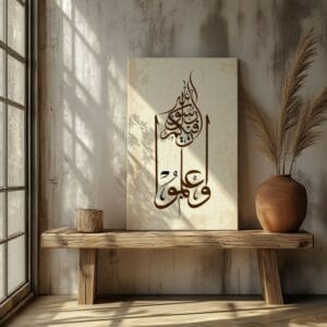Beige Arabic Calligraphy Printed On Canvas Wall Art
