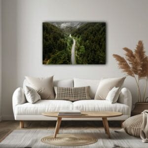 Canvas Wall Art Print Road through the misty forest