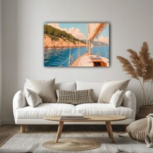 View From Deck of Sailboat on Yacht Canvas Wall Art Print