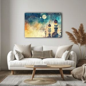 Eid Al Adha Colorful Crescent Moon Canvas Wall Art Printed