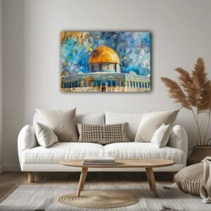 Dome Rock Jerusalem With Golden Beautiful Dome Canvas Wall Art Printed